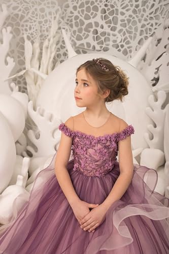Flower Girl Dresses Applique Pageant Dresses for Girls Off Shoulder Party Tulle Wedding Ball Gown3