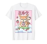 Kawaii Fennec Fox Strawberry Milk Japanese Aesthetic T-Shirt
