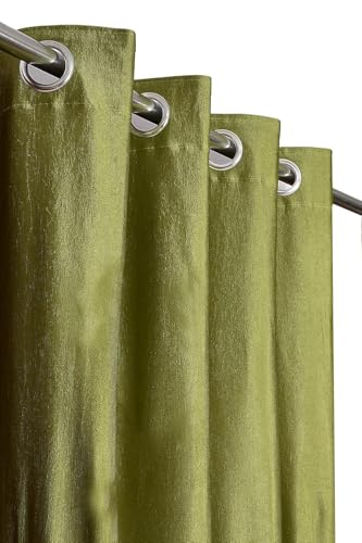 Image of Curtains 7 Feet Long for Living Room - Door Curtains Set of 1 Pcs Panel, Curtain Solid Parda for Home Decor & Office Green Colour 7 feet (48 x 84 Inch) - 2 Pcs