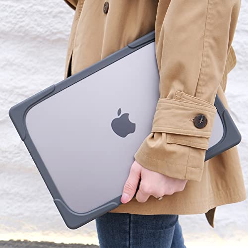 Batianda For Macbook Pro 13 Inch Case 2022 2020 Release A2338 M2 M1 A2289 A2251, Heavy Duty Plastic Hard Shell Cover With Fold Kickstand Shockproof Function For New Macbook Pro 13-Inch Touch Bar, Grey #TOP6