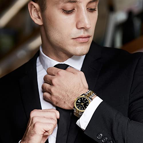 Image of BUREI Men's Classic Luxury Watch Stainless Steel Waterproof Machine Watch Fashion Double Watches Date Sapphire Crystal