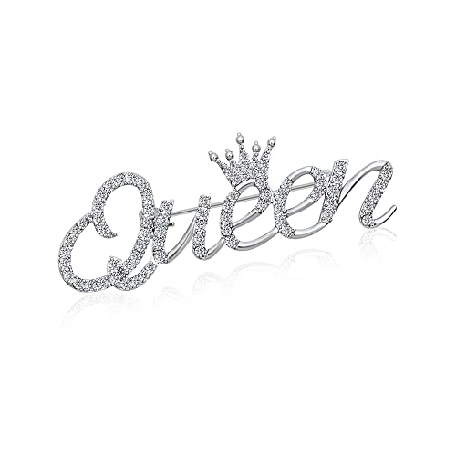 Image of Letter inchQueen inch Brooch Pin Corsage, Sweater Dress Shawl Elegant Jewelry Accessory Decor for Wedding Birthday Party Christmas Gift