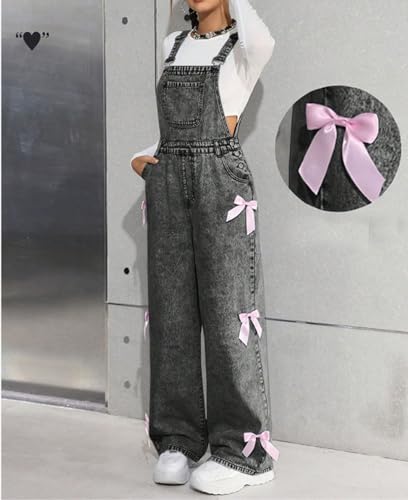 Combinaison large délavée en denim premium pour fille