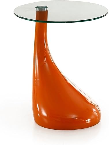 Lava Mid Century - Mesa auxiliar redonda de cristal para sala de estar, 19.7 pulgadas, color naranja