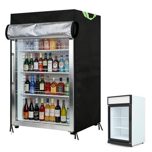 Image of Klmnop Waterproof Mini Fridge Cover, Outdoor Upright Refrigerator Cover, Heavy Duty 420D Oxford Beverage & Beer Refrigerator Protection for Most 3.0 Cubic Compact Mini Freezers, 22