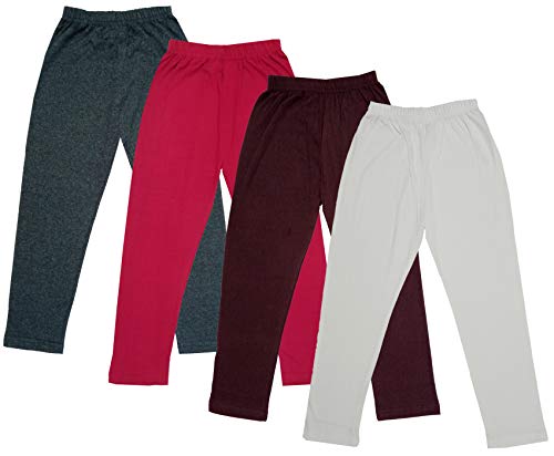Image of IndiWeaves Girls Super Soft Cotton Solid Capri Pants (Cream, Brown, Magenta, Grey, 4-5 Years) Pack of 4