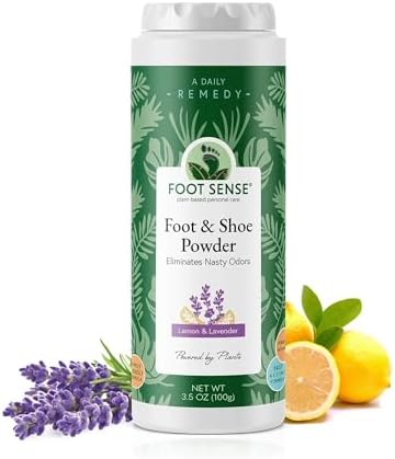 FOOT SENSE All Natural Foot & Shoe Powder, Foot Odor Eliminator for Long-Lasting Odor Control Lasts up to 6 Months, Disinfects & Deodorizes, Safe for Men, Women, Kids, Athletes, 100g