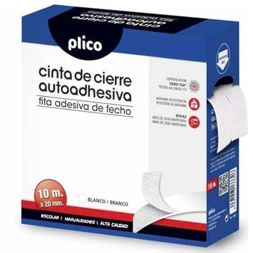 Cinta de cierre adhesiva de 20 mm x 10 m blanca para manualidades y hogar