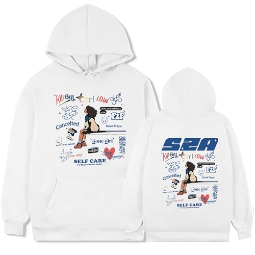 Sweat SZA pullover noir et blanc en coton pour homme et femme style streetwear