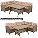 Casaria® Polyrattan Ecklounge Set WPC Esstisch Ecksofa inkl. 7cm Sitzauflagen 15cm Kissen Wetterfest Outdoor Lounge Garten Terrasse Balkon Möbel Beige