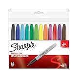 Sharpie 30072 Permanent Markers, Fine Point, Assorted Colors, 12 Count