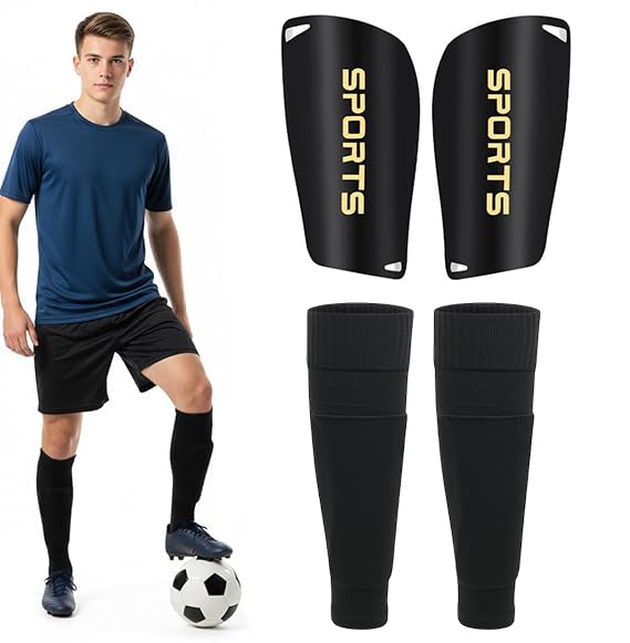 Football Shin Pads with Sleeves, Shin Guards for Football - Detachable Shin Pads with Compression Shin Guard Sleeves, Lightweight Impact Protection for Youth, Teen & Adult Training Matches