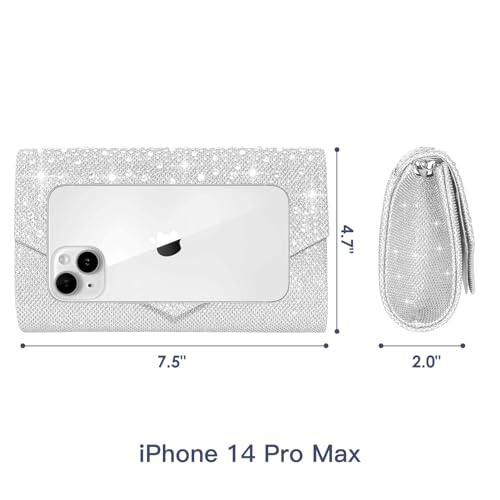 Women Evening Bag Clutch Rhinestone Envelope Party Handbag Bridal Prom Purse - Image 3