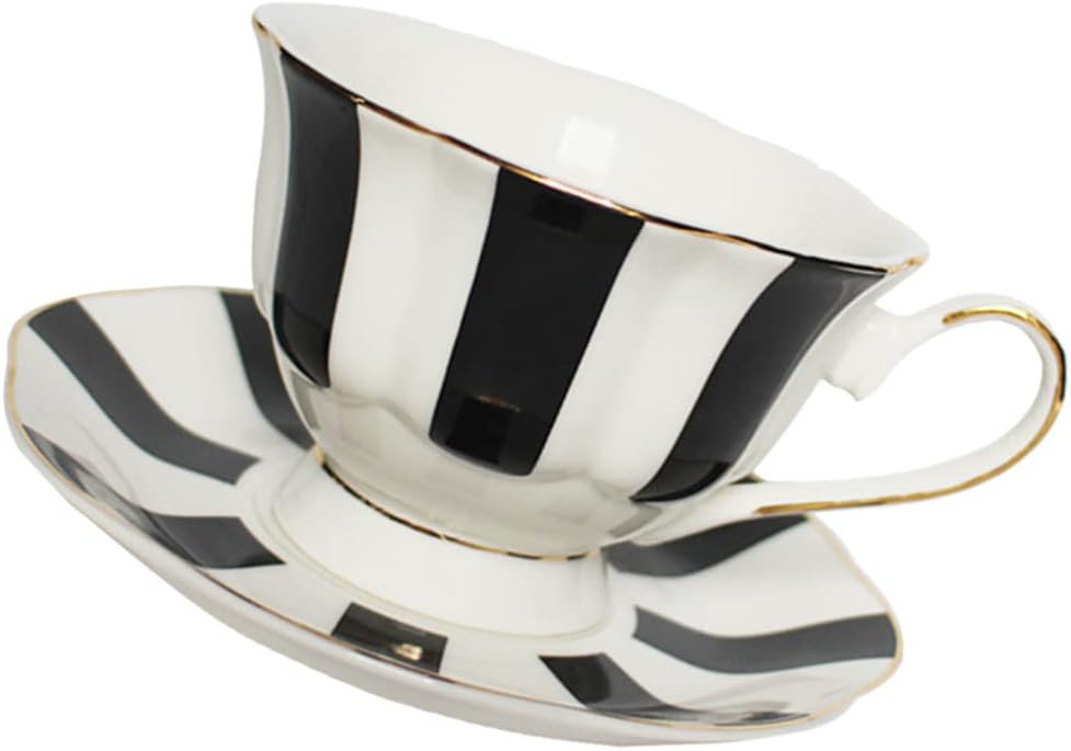 Hemoton Polka Dot Cup and Saucer Set 5.51In European Style Ceramic Coffee Mug with Saucer for Latte Cappuccino Tea Smooth Grip and Design for Home Kitchen Dining