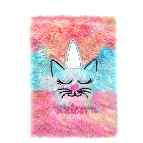 Diario de Felpa,Libretas Bonitas de Peluche,Unicornio Cuaderno,Unicornio Diario Cuaderno Escolar, Regalo de Cumpleaños para Papelería Libretas Cover