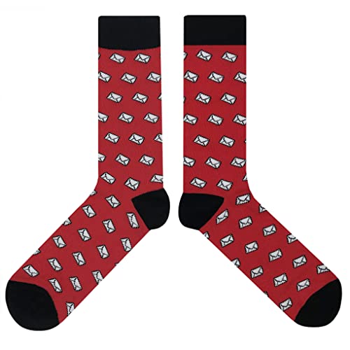 Mail Letter Dress Socks Funny Novelty Crazy Fun Design Men Size 8-12 Cotton Casual Crew Colorful Funky Fancy Socks Gift for Men2