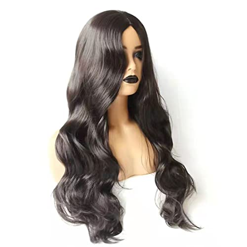 Perucas longas onduladas, peruca feminina, cabelo humano aparência natural peruca completa resistent
