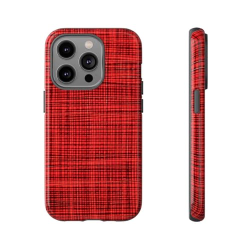 Coque iPhone 14 Pro motif écossais rouge - Protection brillante et résistante