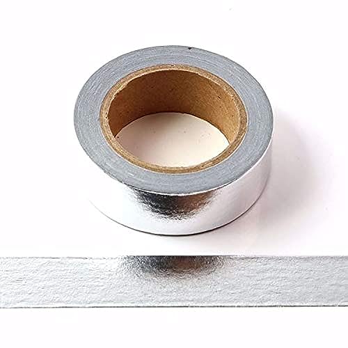Ruban de masquage adhésif décoratif en feuille de papier washi - 15 mm x 10 m - Argenté