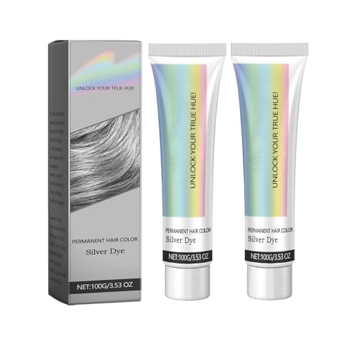 Crema De Tinte De Cabello Gris Plateado De Moda,2 en 1 Extracto de Esencia Natural Tinte de Cabello Plateado,Tinte temporal gris plateado,Crema Colorante para Cabello Gris