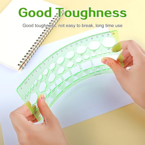 Ymapinc 4Pcs Circle Template for Drawing Drafting Plastic Circle/Oval/Triangle Shape Stencil for Painting Transparent Geometric Measuring Rulers for School Office Supplies - Image 4