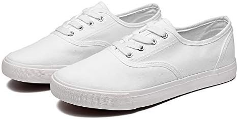 ZGR - Tenis de tela de corte bajo con cordones, para mujer, de estilo clásicocasual, color blanco y negro