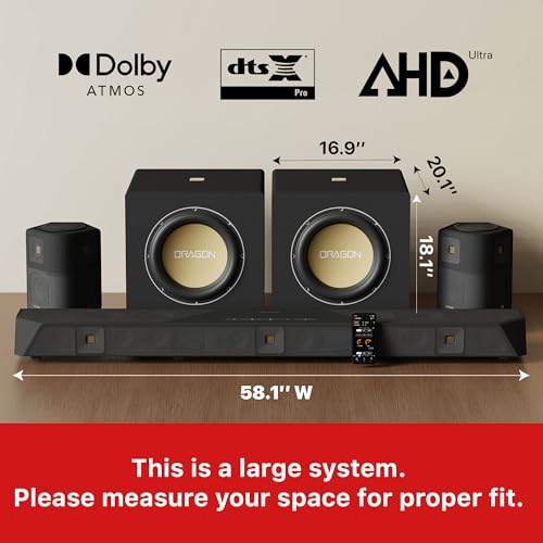 Image of Nakamichi Dragon 11.2.6 Ch Surround System w Dolby Atmos /DTS:X Pro (Pro Cinema Engine), HiFi AMTs, Dual Reference 12 inch Subs, Bipolar Surr, 6 Discrete Height Ch, 3850Watts Max Output. AVR Grade Soundbar