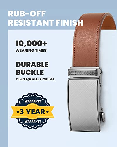 Image of Zitahli Belt Men,Leather Ratchet Belt for Men Dress Casual Every Day with Adjustable Buckle,Trim to Fit For Gift