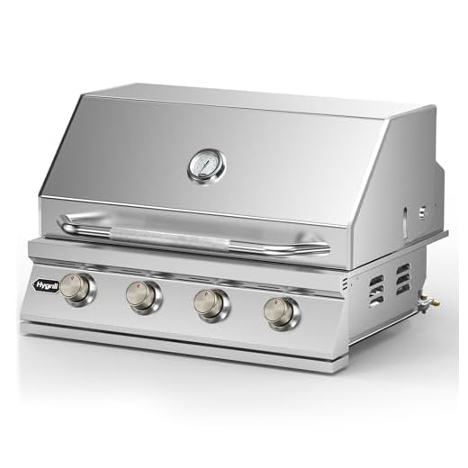 Hygrill 32-Inch Built In Grill, Stainless Steel 4-Burner Grill Head for Outdoor Kitchen, Natural Gas