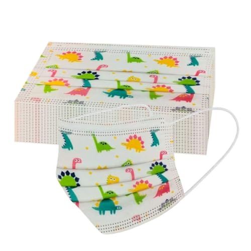 Reicety Adult Disposable Face Covering, Dinosaur Printed 3Ply Mouth Protection Covering for Women Men Dustproof Face Bandanas Oral Protective Sleeve High Filtration and Security (Multicolor, 200pcs)