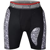 Exxact Sports Sliding Shorts Baseball Adult with Soft Cup - Baseball Sliding Shorts Men, Padded Compression Shorts for Football, Hockey - Mens Slider Shorts with Baseball Cup (Black/Gray, Small)