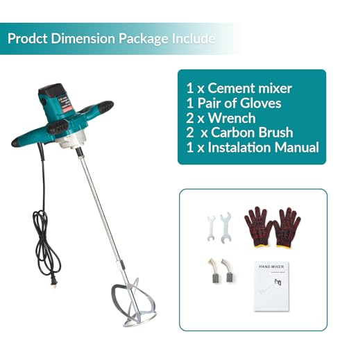 Goyappin Cement Mixer, 2300W Portable Electric Concrete Mixer with 6 Adjustable Speed, Handheld Paint Mixer,Thinset Mixer for Mixing Mud, Cement, Mortar, Fodder