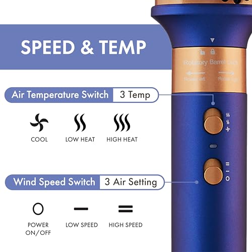 MAVIÉ 6-in-1 Hot Air Multi-Styler with Case, Hair Dryer & Blow Dryer Thermal Round Brush, Auto-Wrap Curler & Straightener, Fast Drying & Negative Ion Styling for Smooth Frizz-Free Blowouts (Blue Noir) - Image 2