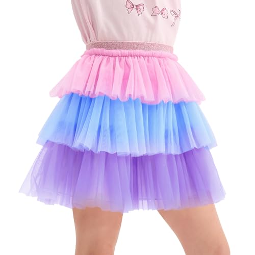 Falda tutú para niñas de tul arcoíris Miipat con cintura elástica para cumpleaños y danza