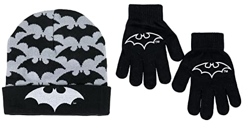 Set bonnet et gants Batman DC Comics pour enfant de 4 à 7 ans coloris anthracite et noir