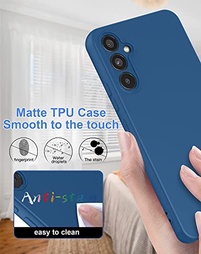 Image of DIZORO Microfiber Candy Case Compatible for Samsung A34 5G Smooth Touch Cushion Liquid Soft Silicone Gel Rubber Phone Cases Non-Slip Full Body Protective Shockproof Back Cover (Blue)
