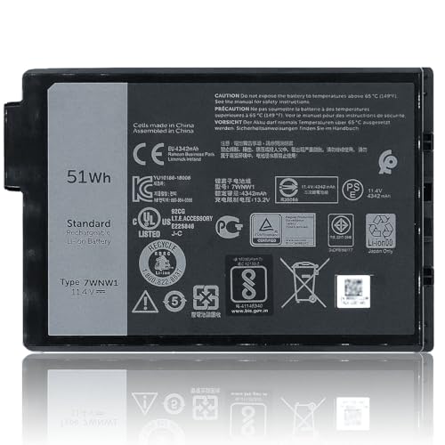 Image of JOTACT 7WNW1 51Wh Laptop Battery Replacement for Dell Latitude 7424 5424 5420 Rugged Extreme P85G P86G P85G001 P86G001 P137G P137G001 P137G002 Series GK3D3 DMF8C DMF0C 6NNCF DP3KF 11.4V 4342mAh 3-Cell
