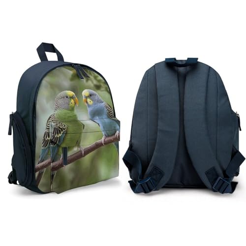 Blue And Green Parakeets Backpack Large Capacity Casual Daypack Lightweight Laptop Backpack Blue-style4