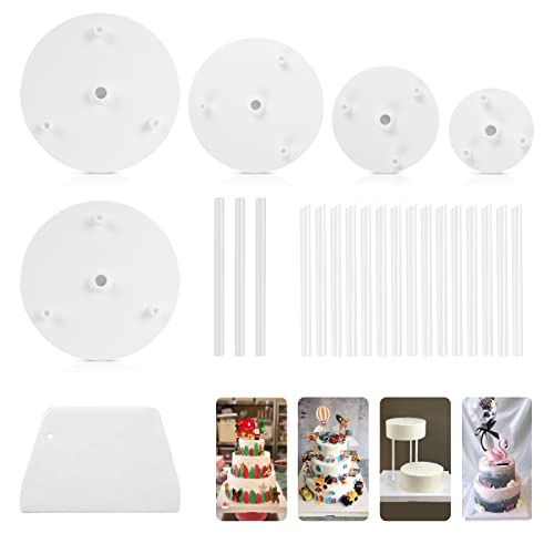 Tortenständer Tortenplatte, Tortenstützen, 5 Tortenständer-Sets mit 18 Kunststoffnägeln, Mehrschichtige Torten, Abgehängter Kuchen, zum Dekorieren von Hochzeiten und Geburtstagsfeiern Cover