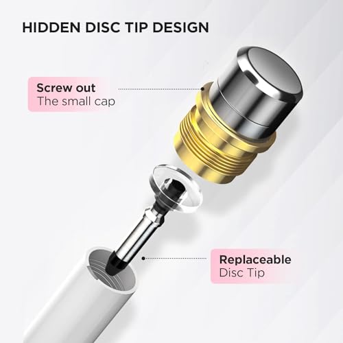 Image of Tablet Stylus Pen 2 in 1 for All Touch Screens Devices | Fine Point Tip | High Sensitivity & Precision Capacitive Pen with Compatible for iOS, Android, and Windows (White)