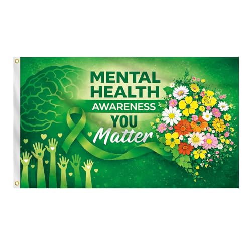 Mental Health Awareness Flag You Matter Banner 3x5 Feet with 2 Brass Grommets for Outdoor Garden Church (G1)