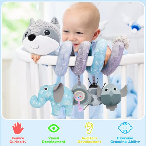 Fpvera Baby Spiral Plush Hanging Toys - Babies Spiral Activity Toy Spiral Hanging Rattle Sensory And Musical Plush Toys Car Seat Mobile Toy For Kids Infant Newborn 0-12 Months (Gray Fox) #TOP4