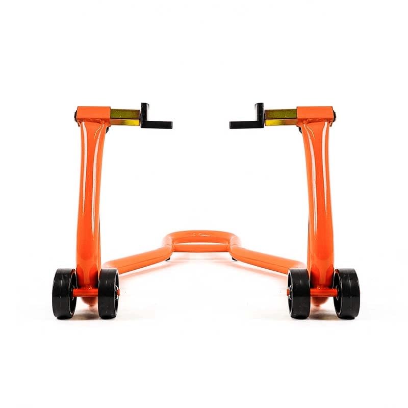 Béquille lève-Moto d'atelier avec Supports pour Roue arrière à Patins (Prise sous Bras oscillant) - Orange