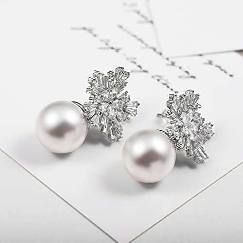 Fashion Chic Simulated Pearl Studs Snowflake Earrings For Women4