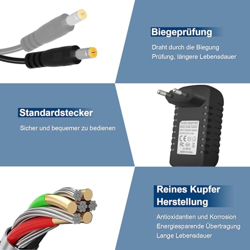 Electronic Piano Ladekabel für Yamaha Keyboard PA-130a PA-130b PA-150b P45 PA-3b PA-3c PA-5d PSR-210 PSR-78 P125 E373 EZ-220 EZ-300 12V Netzteil