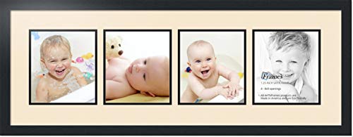 ArtToFrames Collage Photo Frame Double Mat with 4-8x9 Openings with Satin Black Frame and Alabaster mat.