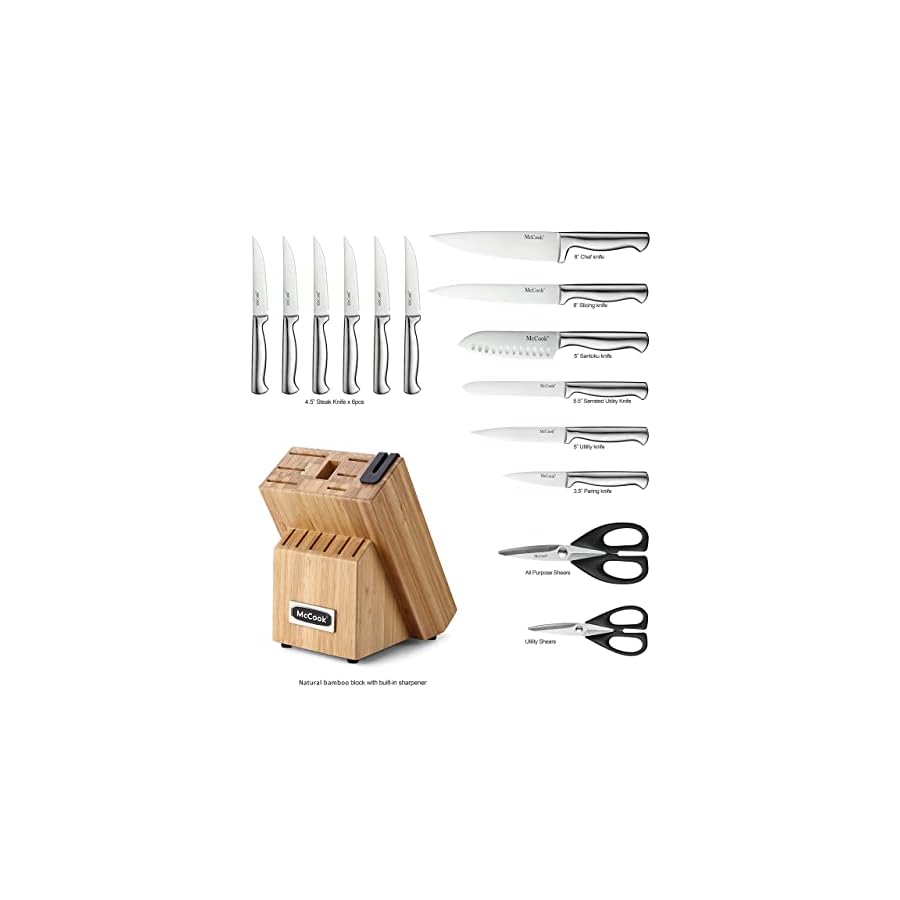 McCook-MC19-Knife-Sets15-Pieces-German-Stainless-Steel-Knife-Block-Sets-with-Built-in-Sharpener McCook® Knife Sets,German Stainless Steel Knife Block Sets with Built-in Sharpener