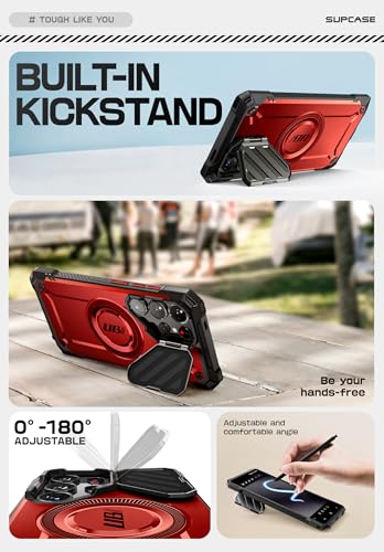 Image of SUPCASE for Samsung Galaxy S25 Ultra Case with Camera Cover Stand, Red