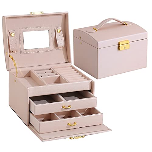 Joyero de Doble cajón portátil para Guardar Pendientes, Anillos, Pulseras y Joyas