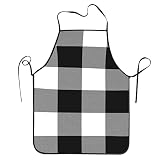 Buffalo Check Black And White Plaid Wide Stripes Aprons Waterproof Chef Apron Bib Aprons For Women M